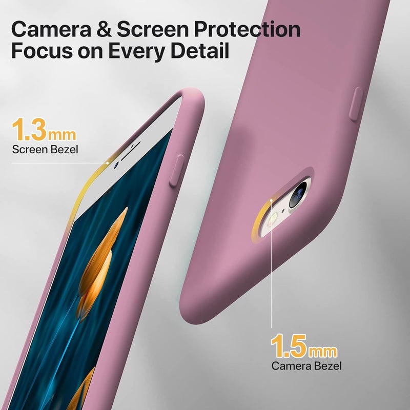 Miracase Ultra Slim Designed for iPhone SE Case 2022(3rd Gen)/iPhone SE 2020 Case(2nd Gen)/iPhone 7 Case/iPhone 8 Case with Screen Protector, Multi-Color Silicone Shockproof Phone Case(Blackcurrant) - Image 4